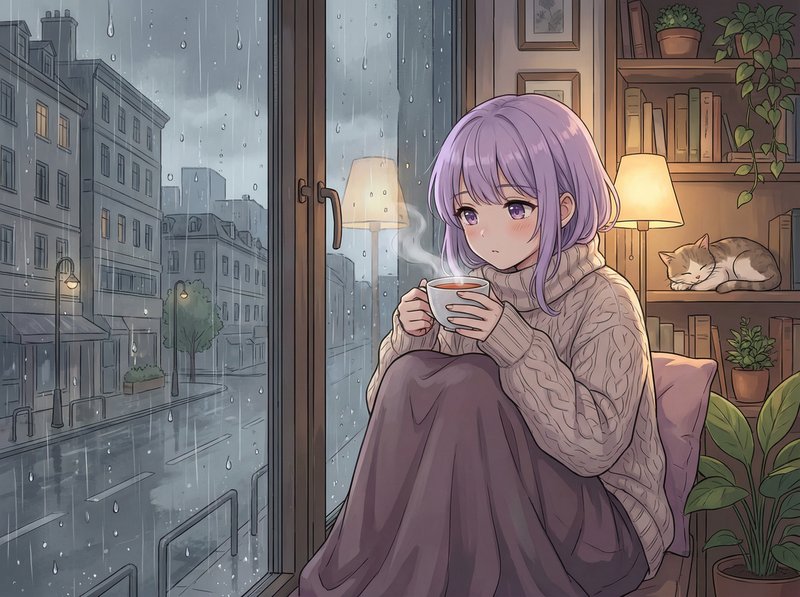 麻豆传媒动漫美图-雨天少女